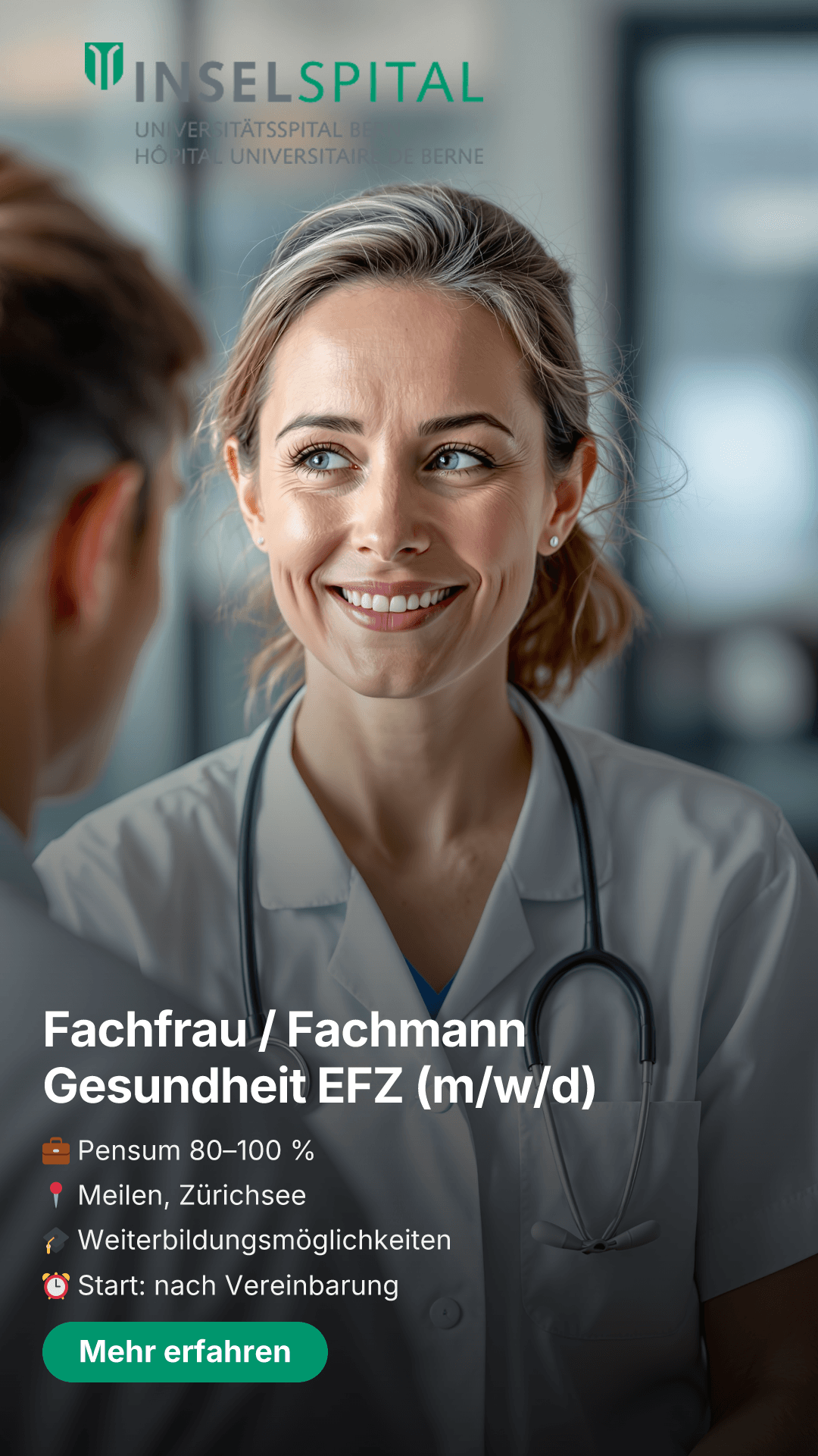 Insel-Spital Recruiting-Ad im Story-Format für Instagram-Story und Reels